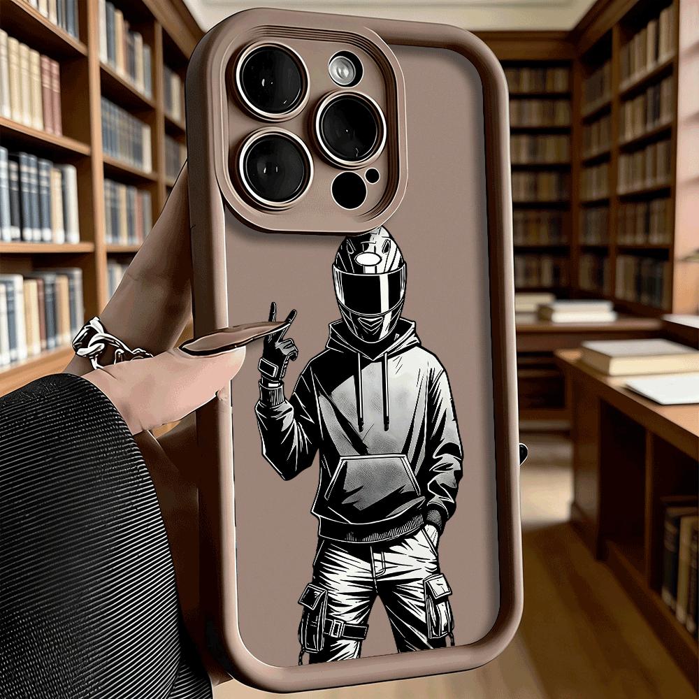 Мотоциклист Знак Мира Арт Ударопрочный Мягкий Чехол Для Телефона Для Xiaomi Redmi Note 15 14 13 12 11 10 9 8 Pro Противоскользящий Защитный От Падений Чехол