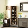 Wall Mounted Bathroom Column Cabinet With Open Compartments And 2 Doors 40x24x141.5 Cm Natural