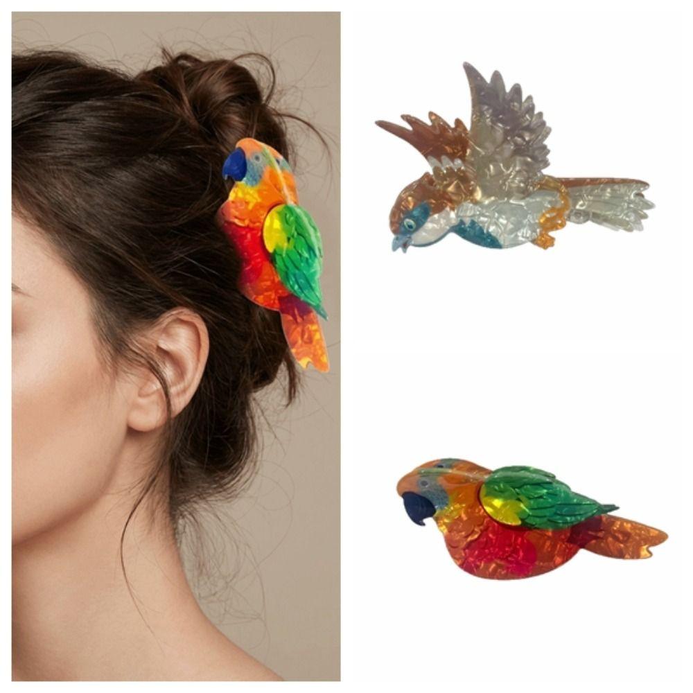 Lifelike Acrylic Hair Claw Korean Style Cartoon Animal Shark Clip Cute Bird Hair Clip  Girls