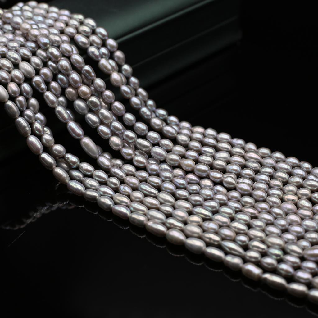 1String Elegant Luxury Rice Shape Grey Artificial Pearl Beads for Jewelry Making Christmas Valentine's Day Gift, DIY Romantic Love Wedding Party Craft