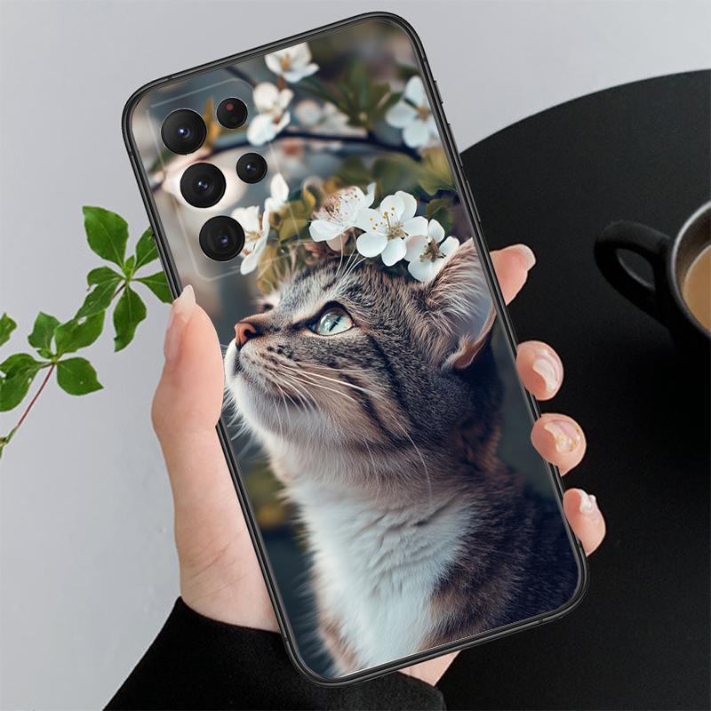 Phone Case For Samsung A17 A55 A16 A56 A35 A15 A53 A54 A33 A34 A25 A05S A52 A52S A07 A26 A06 Flower Cats