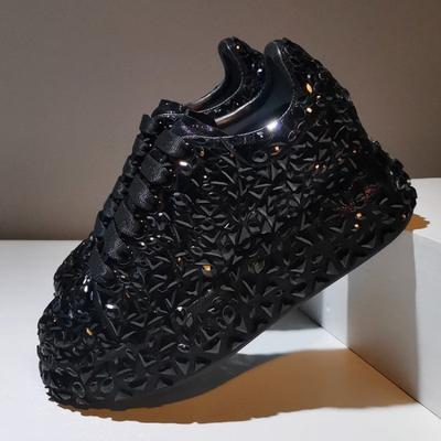 Кожаная Женская Обувь Осень Весна Новый Стиль Мода Обувь на Платформе Инс Платформы Кроссовки Тренд Блеск Стразы Обувь