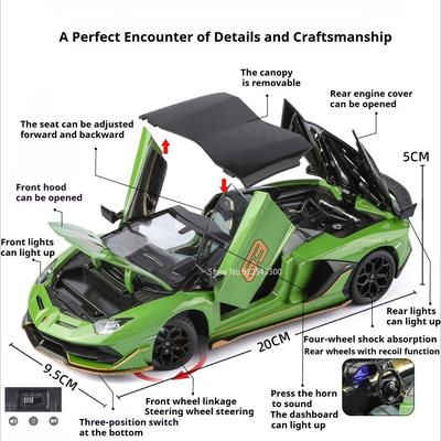 1:24 SVJ63 SCV12 Модель Суперкара Игрушка Изысканный Салон Металлический Кузов Резиновые Шины Модели Транспортных Средств Миниатюрные Игрушки Коллекционный Предмет