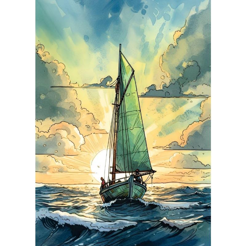Винтажный Парусник Парусный Пейзаж Постер Печать на Холсте Винтажный Океан Парусник Настенное Искусство Картина Домашний Декор Комнаты Cuadros