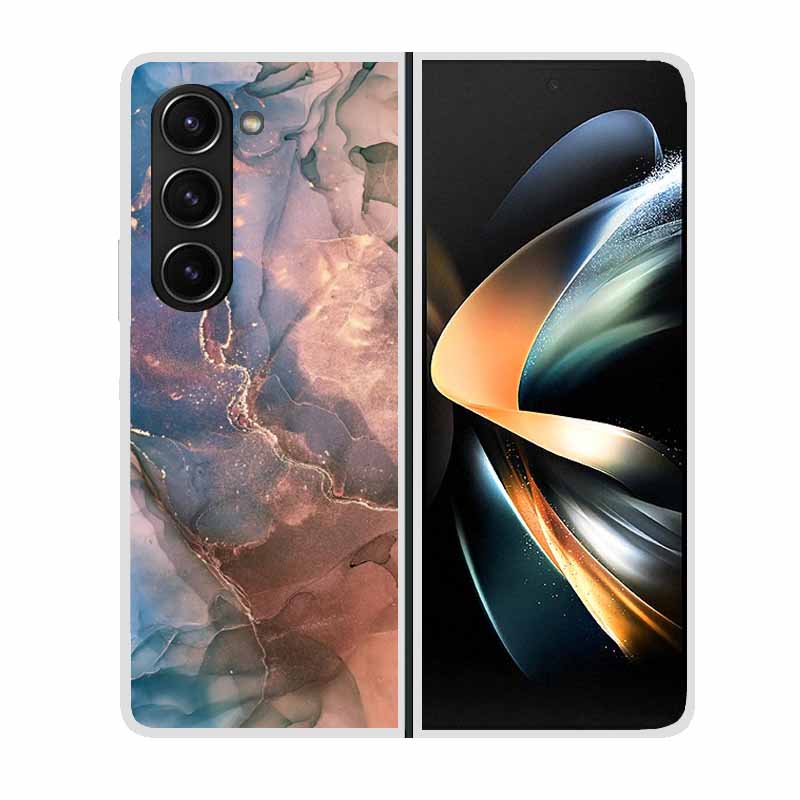 For Samsung Galaxy Z Fold 5 ZFold5 Cases Marble Transparent Shockproof Protection Hard Back Cover For Samsung Z Fold 5 5G Cases