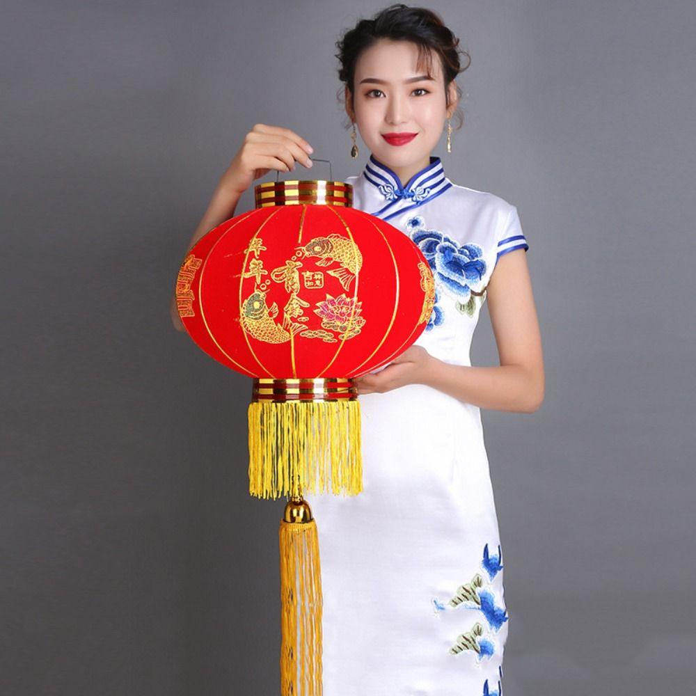 Waterproof Chinese New Year Lantern Flocking Cloth Door Hanging Lanterns Good Fortune