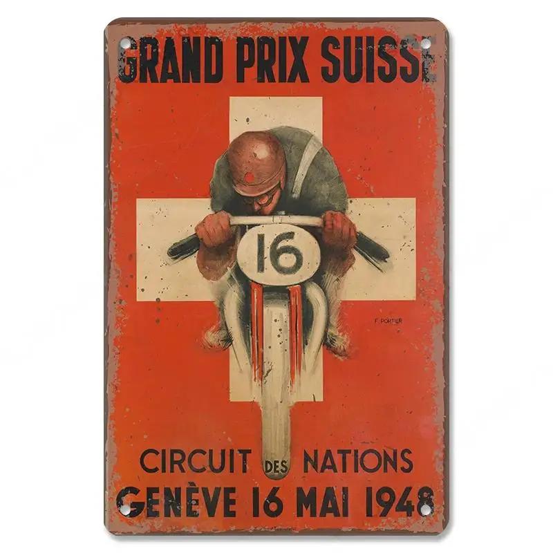 Винтажный плакат для мотокросса, металлические жестяные знаки, Гран-при мотоцикла, металлическая табличка, Декор, Настенный декор для гаража, мотоклуба, мужского пещерного бара