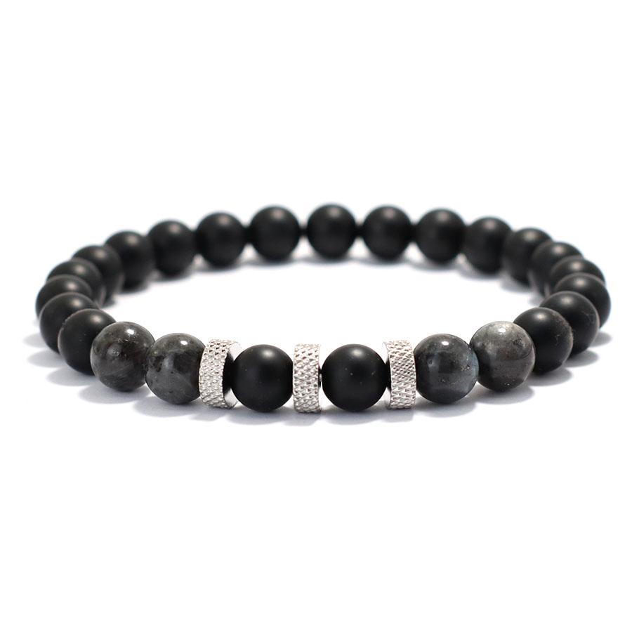 Stylish Men Bracelet 8mm Natural Volcanic Blue Howlite Tiger Eye Stone Beaded Braclet Retro String Braslet Casual Accessories