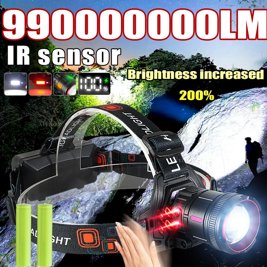 Новейший 991111111LM Светодиодный налобный фонарь высокой мощности Ультраяркий налобный фонарь Дальний свет 1111M Фонарь 18611 Кемпинг Рыбалка Зум Фонарь