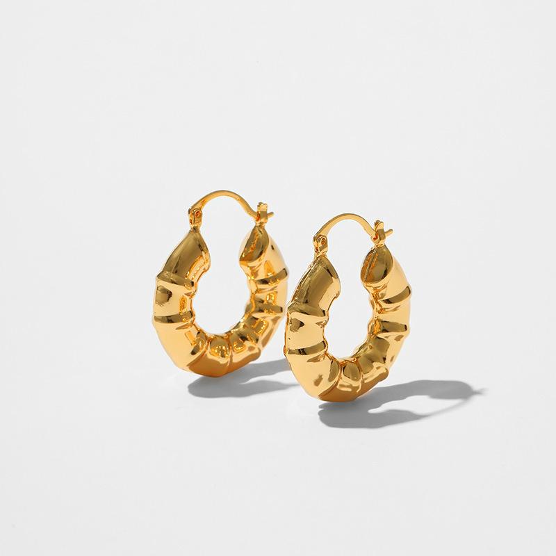 Vintage Hollow Design Geometric Round 18k Gold Plated Womens Earrings