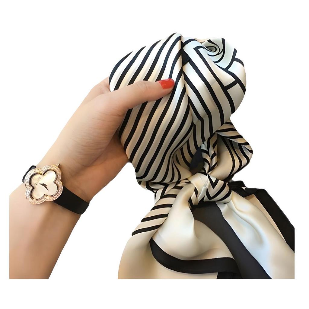 70cm Birch Forest Silk-Blend Scarf: Women's Spring/Summer Oil Painting Style Square Scarf