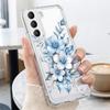 Чехол с принтом цветов и листьев для Samsung A57 S26 Ultra A37 A17 A56 A36 A26 A16 A55 A35 A25 A15 A54 5G S21 FE S22 S23 S24 S25 Plus Прозрачный мягкий чехол из ТПУ