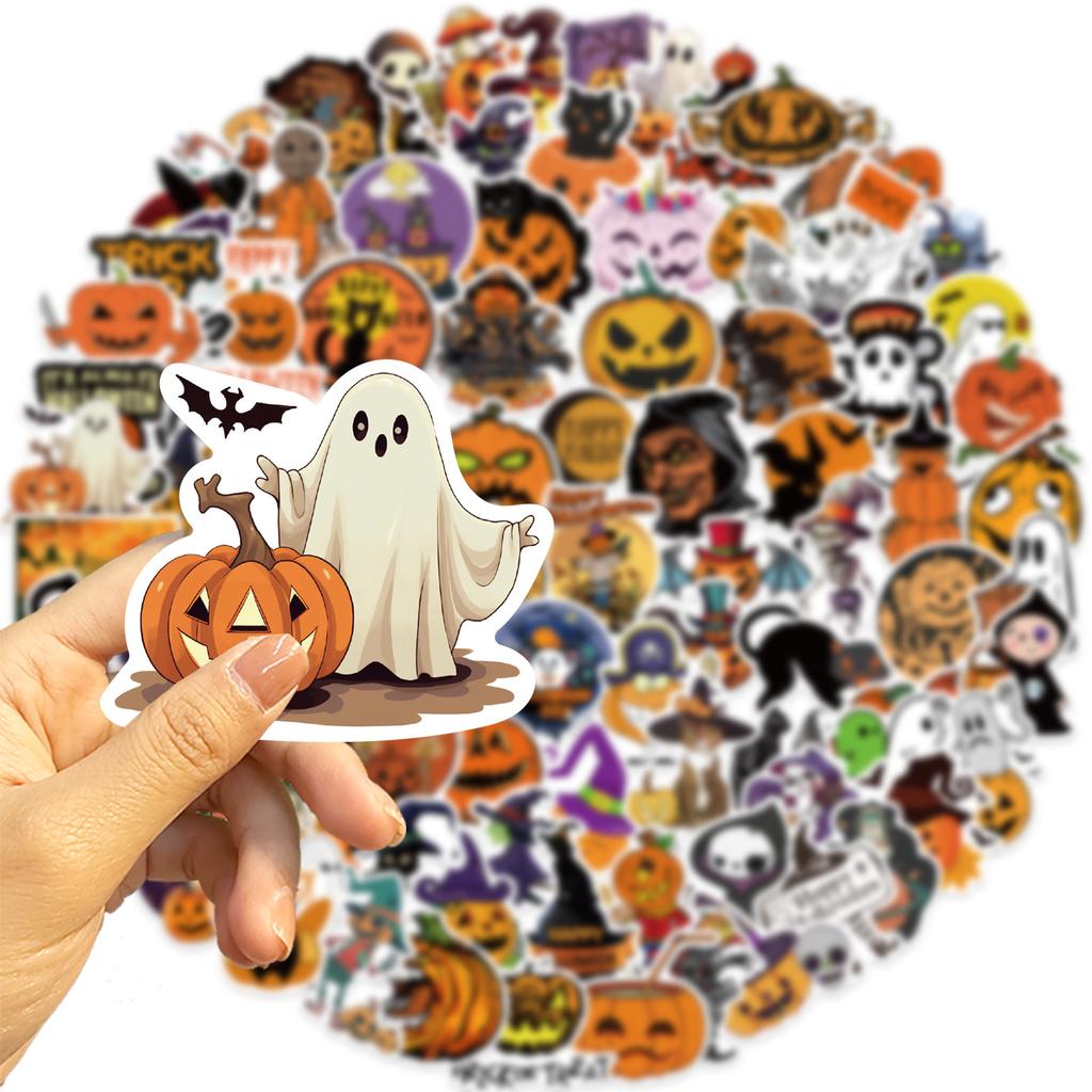 100 Halloween Pumpkin Decoration Graffiti Stickers Mobile Case Skateboard Suitcase Waterproof Stickers