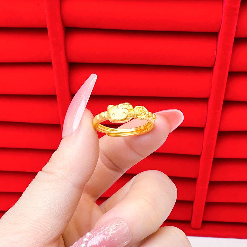 Изысканное открытое кольцо цвета песка и золота для женщин: Высококачественный нишевый дизайн, легкий роскошный стиль, стойкий цвет, имитация золота.