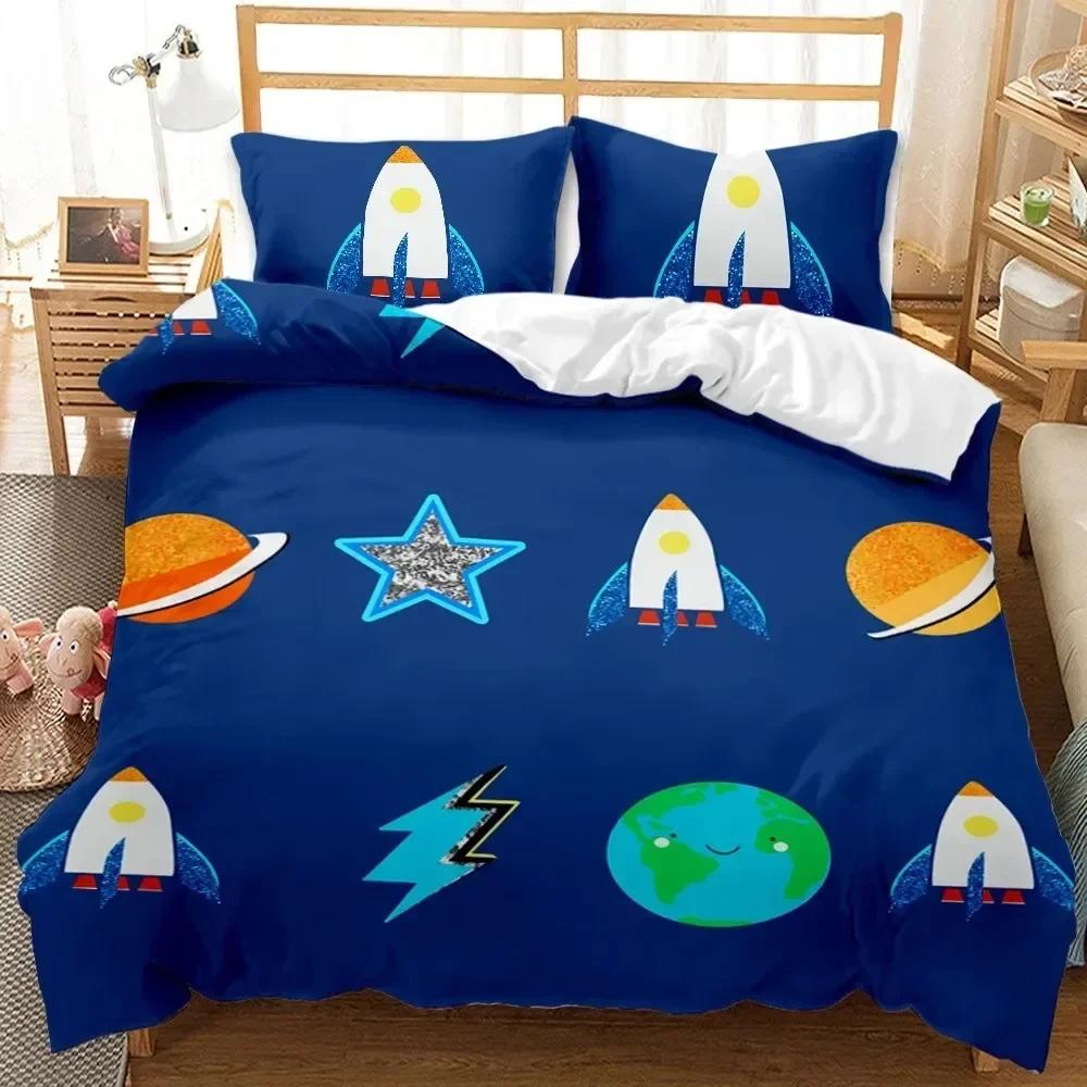 Astronaut Duvet Cover Sets, Space Bedding Set For Kids Boys, Sky Galaxy Themed Comforter Cover, Queen King Twin Size Quilt Cover