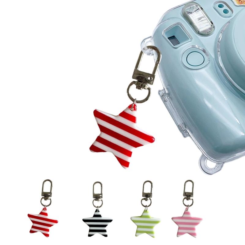 Lovely Star Charm Keyring Alloy Resin Detachable Striped Star Pendant Hanging Decoration For Women Girls Fashion