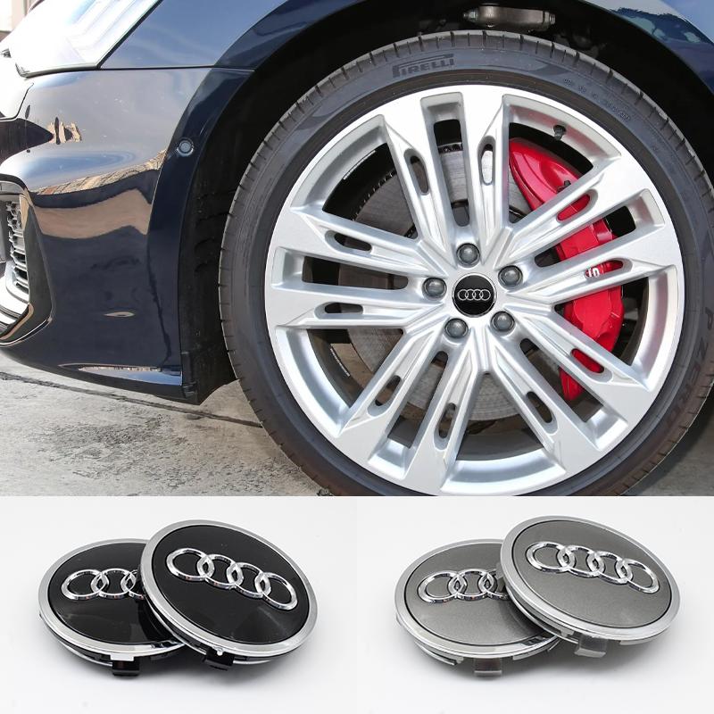 For Audi A84Pcs 60mm 61mm 68mm 69mm 77mm Car For Audi A5 A4 A6 A6L A8 Q7 A4L A3 Q5L A1 A3 C5 A6 Q7 Emblem Wheels Hub Cap Set Rim Dust Cover