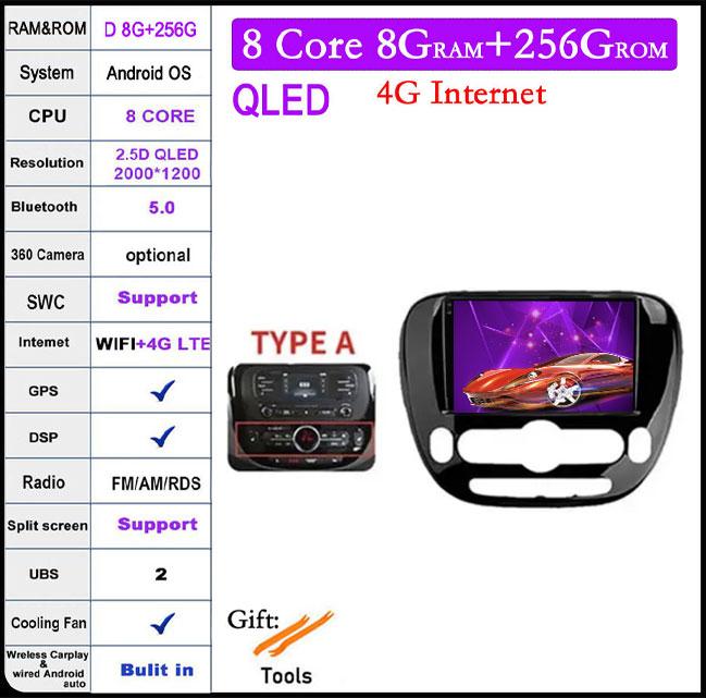 Android 14 для Kia Soul 2 2013-2019 Автомобильный радиоприемник Мультимедийный проигрыватель GPS Навигация DSP Экран