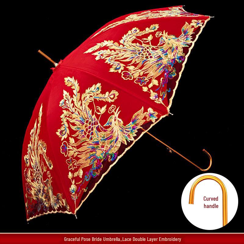 Красный свадебный набор зонтов для китайской свадебной церемонии и приданого