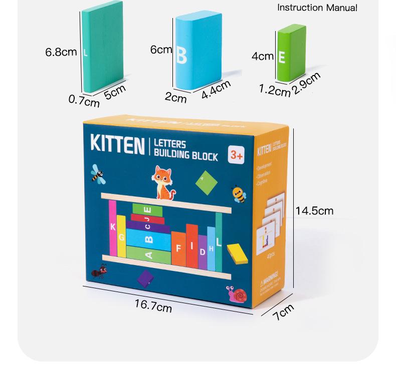 Penguin-Themed Wooden Alphabet Stacking Blocks for Kids