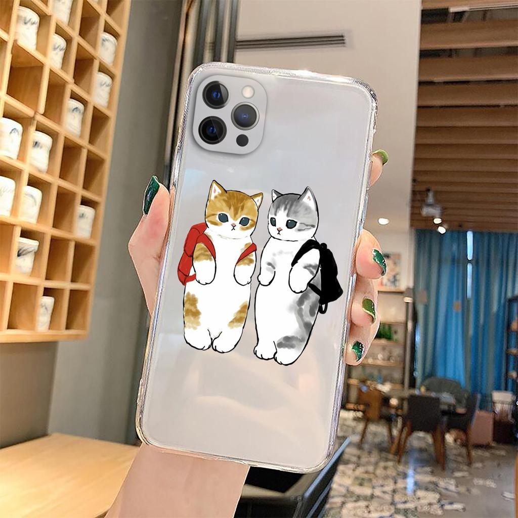 Чехол для телефона с забавным мультяшным котом для iPhone 11 12 Pro Max 13 XR XS X 8 7 SE 2020 Plus, прозрачный мягкий чехол из ТПУ с милым животным рисунком