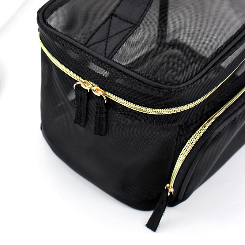 Дизайн бренда Большая вместимость Сетчатая прозрачная косметичка Высокая красота Несессер Сумка-клатч Рука об руку Сумка для хранения в ванной комнате MS11