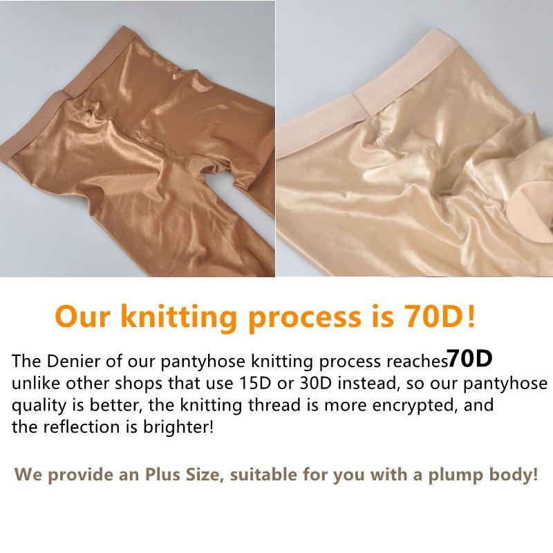 70D Shiny High Glossy Elastic Plus Size Pantyhose Shaping Stockings Tights XXXL
