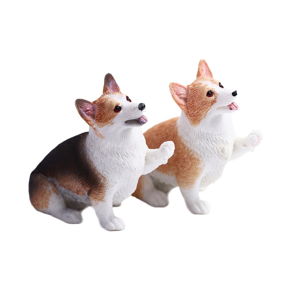Gift Mini Animal Resin Figures Dog Doll Corgi Model Miniature Figurines Simulation Dog Car Ornament
