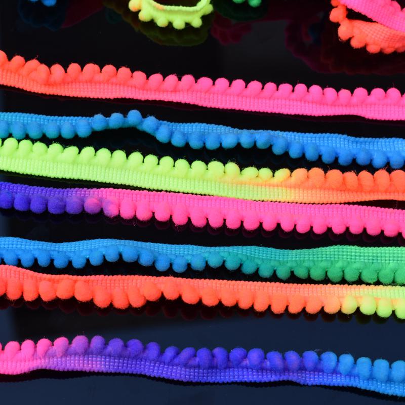 20 Yards, Rainbow Pom Ball Bobble Lace Tassel Fringe Trim DIY Sewing Crafts
