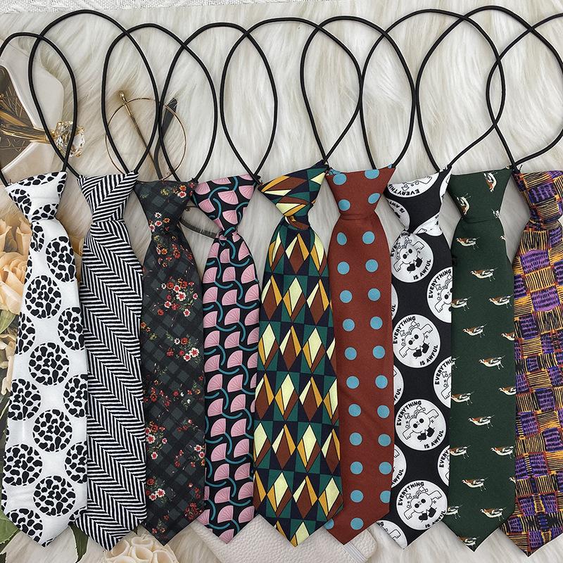 Homemade Small Tie Ins Short Cartoon Floral Printing Retro Chiffon Cute Personality Free Jk Women'S Tie Factory