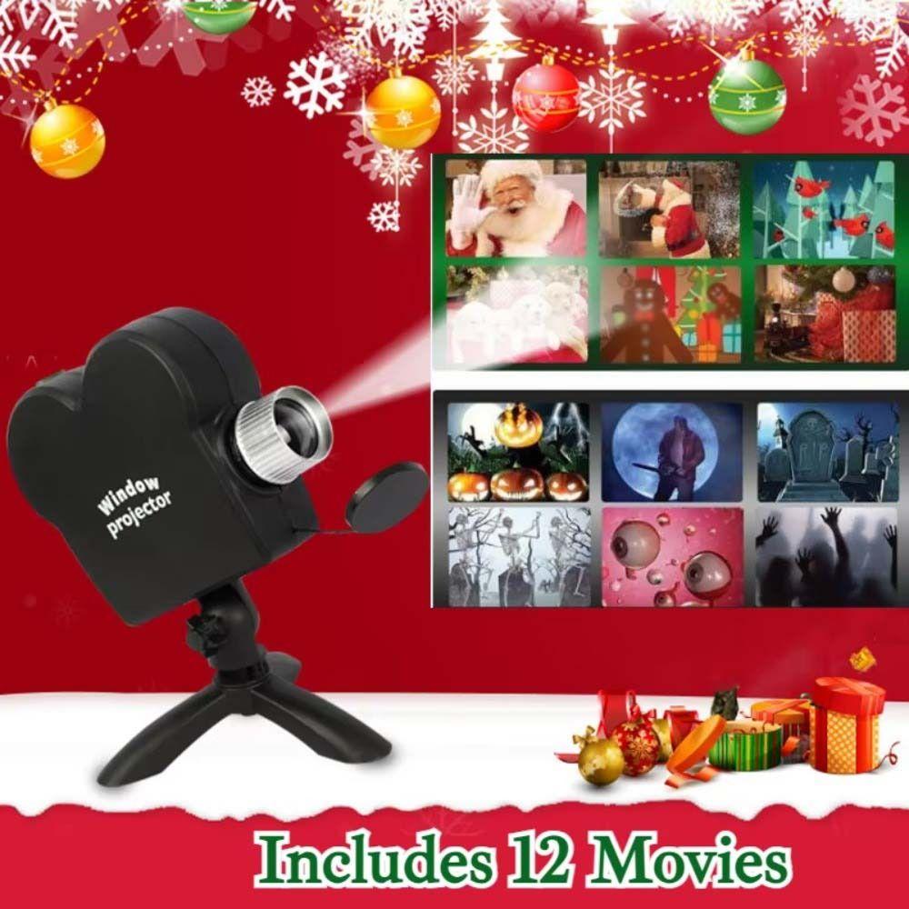 12 Movies Led Holographic Projection Lamp Waterproof Window Projector Lamp Office