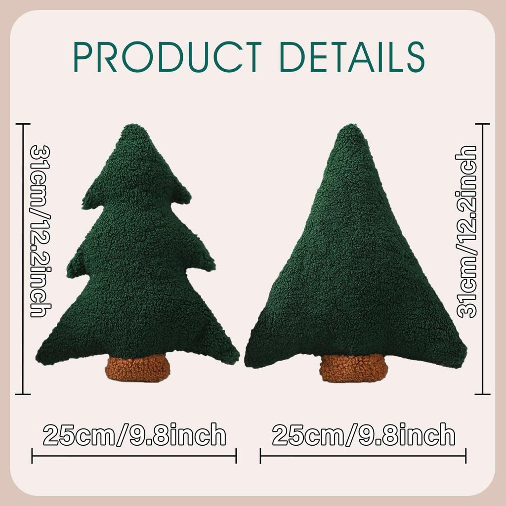 Christmas Tree Shaped Plush Pillows Set of 2 Home Sofa Bed Holiday Decor 12.2 Inch WL-006B