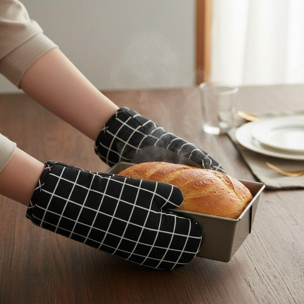 1 Pair Non-slip Kitchen Microwave Gloves Silicone Pad Design Heat Insulated Gloves Oven Gloves Home