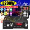 3200W 110V/220V Bluetooth Audio Power HiFi Amplifier Music Receiver FM Radio Amplifier Audio Support with Remote Control for Home