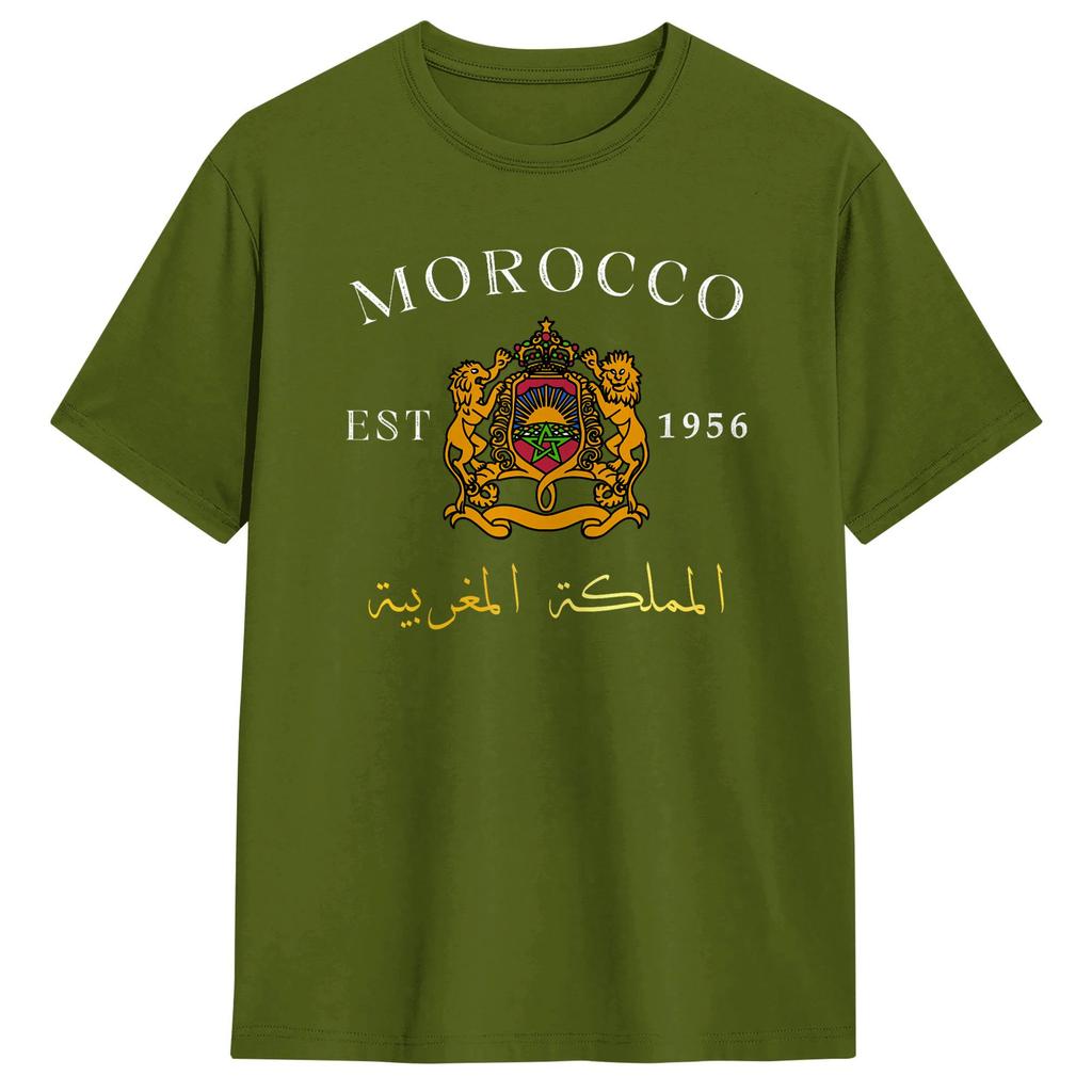 Kingdom of Morocco Est 1956 T Shirt for Unisex Cotton Casual TShirt Round Neck Tees Short Sleeve Tops Graphic Printed