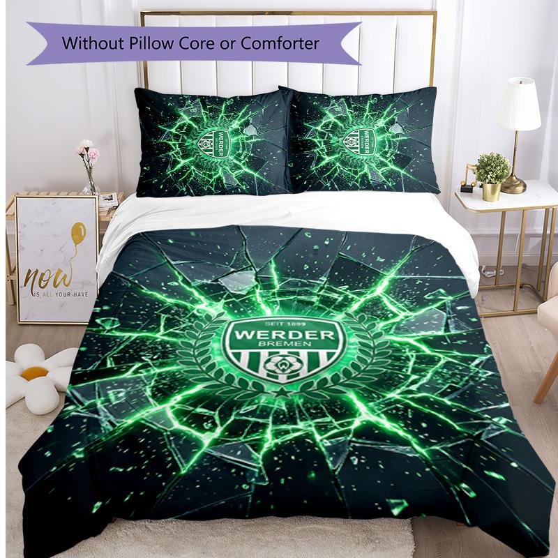Werder Bremen Football Printed 3 Pieces Bedding Set, Comfortable Skin Friendly Bedroom Duvet Cover Set