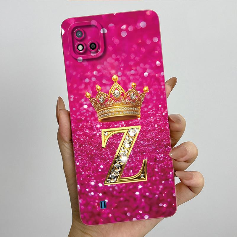 Для Realme C11 2021 RMX3231 C20 Чехол Корона Буква Жидкий Силикон Мягкие Чехлы для Телефона Для RealmeC20 C20A Полная Защита Задняя Крышка