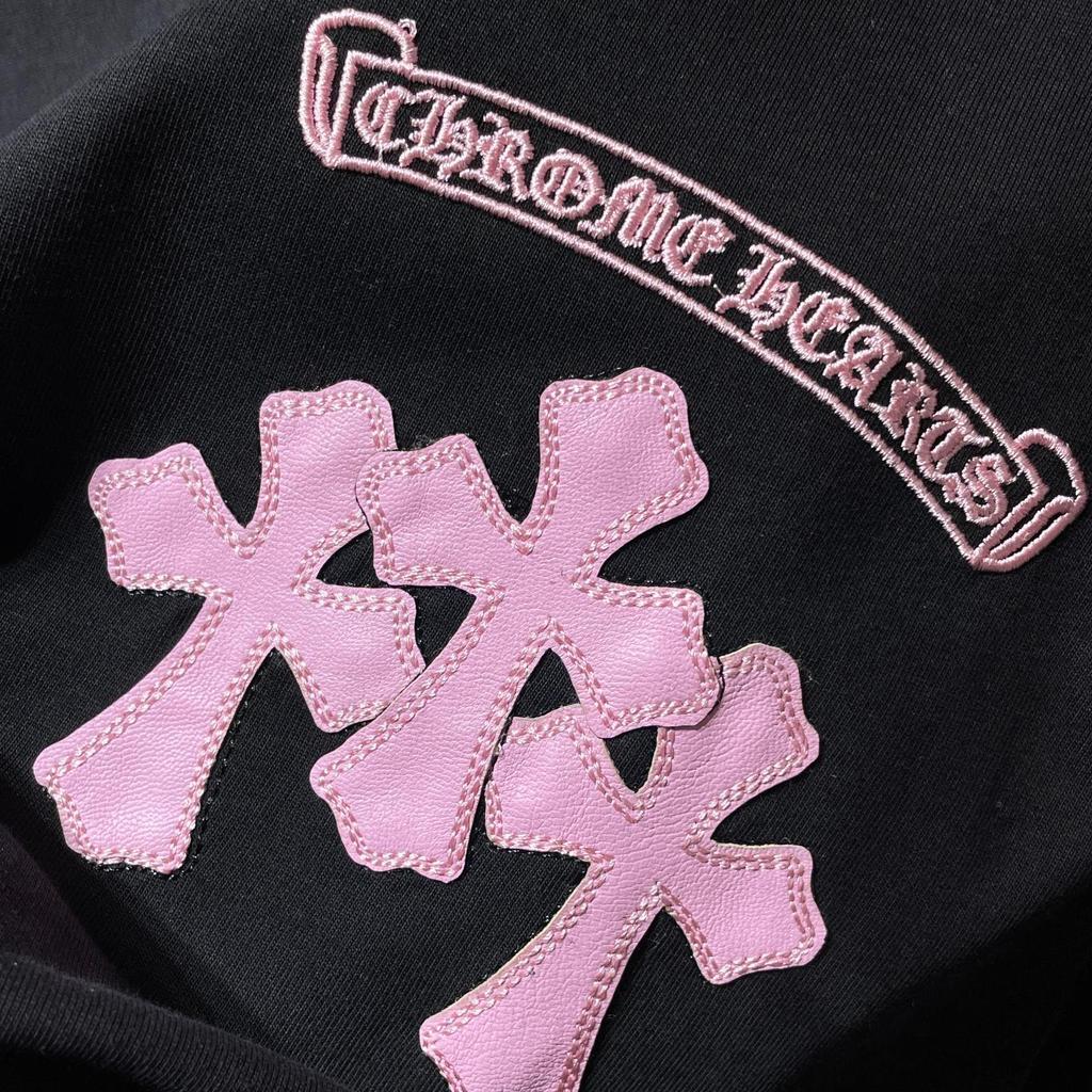 8765 CHROME HEARTS 2026 Лето Новая Высококачественная Хлопковая Круглый Вырез Свободная Большого Размера Мужская и Женская Футболка Футболка для Пары