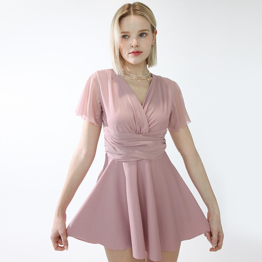 Слитный купальник с коротким рукавом и сеткой, монокини