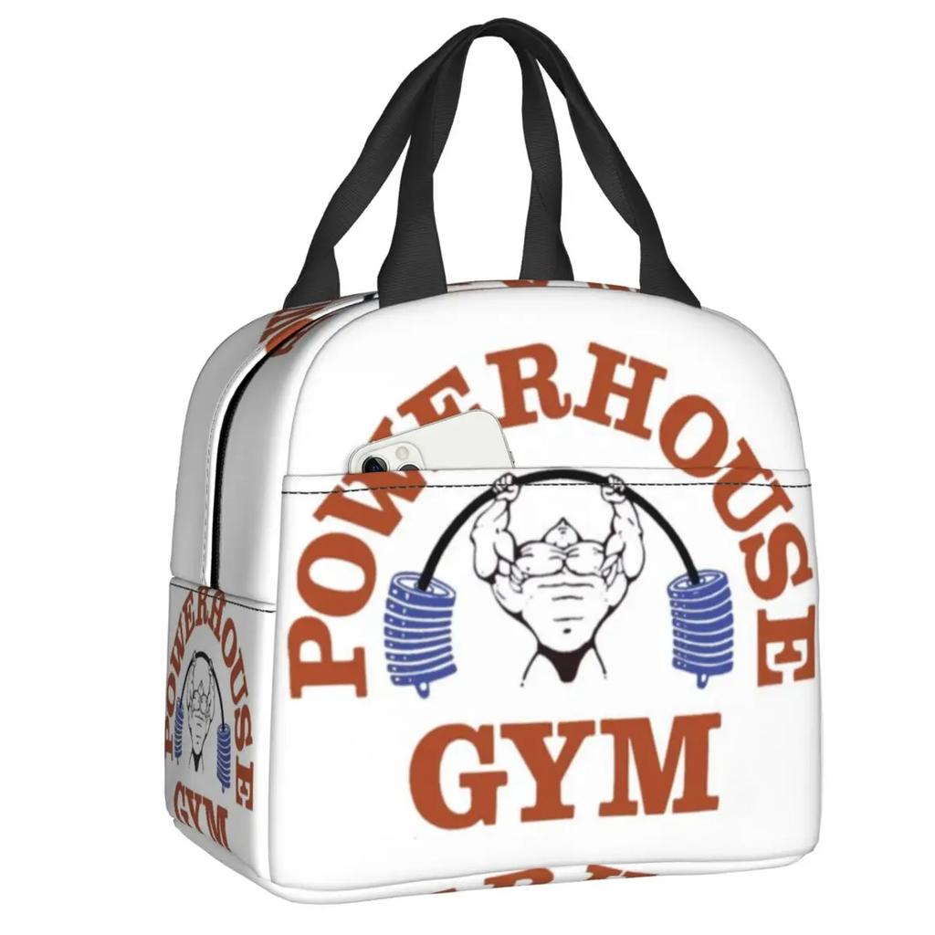Powerhouse Gym Logo термоизолированная сумка для ланча для женщин, бодибилдинга, фитнеса, портативный контейнер для ланча, дорожная коробка для хранения еды