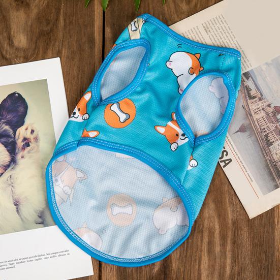 Жилет для домашних животных с мультяшным узором, удобный дышащий, мягкий, впитывающий пот наряд, защищает кожу, милый питомец