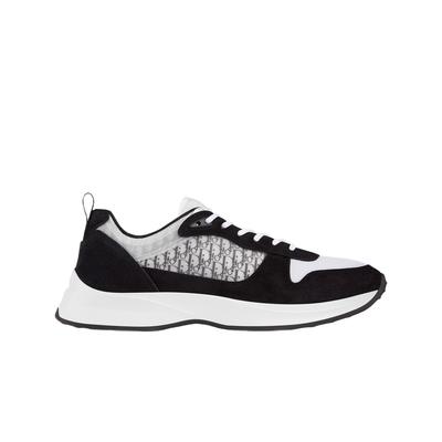 Кроссовки B25 Runner Черная замша Белая техническая сетка Черный холст Dior Oblique