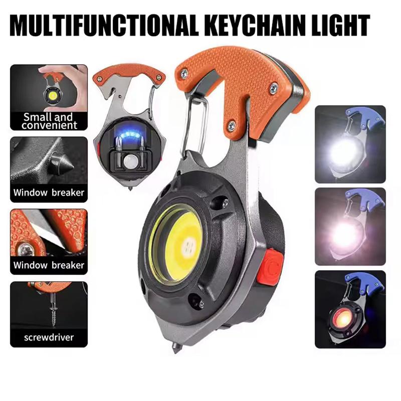 Flashlight Bag Charm Portable Multifunctional Mini Keychain Light USB Rechargeable Work Light Strong Camping Outdoor Lamps