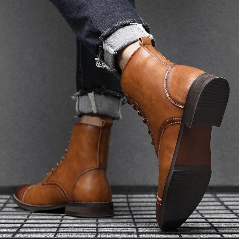 Модная коричневая мужская кожаная обувь до щиколотки, ботинки для платья, формальная обувь, мужские осенне-зимние ковбойские ботинки для мужчин, zapatos hombre vestir