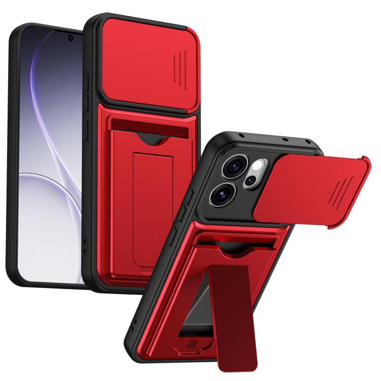 Card‑Holder‑Series Sliding‑Lens‑Cover PC Hybrid TPU Shockproof Phone Case For OPPO Reno15 Pro Max 5G Global
