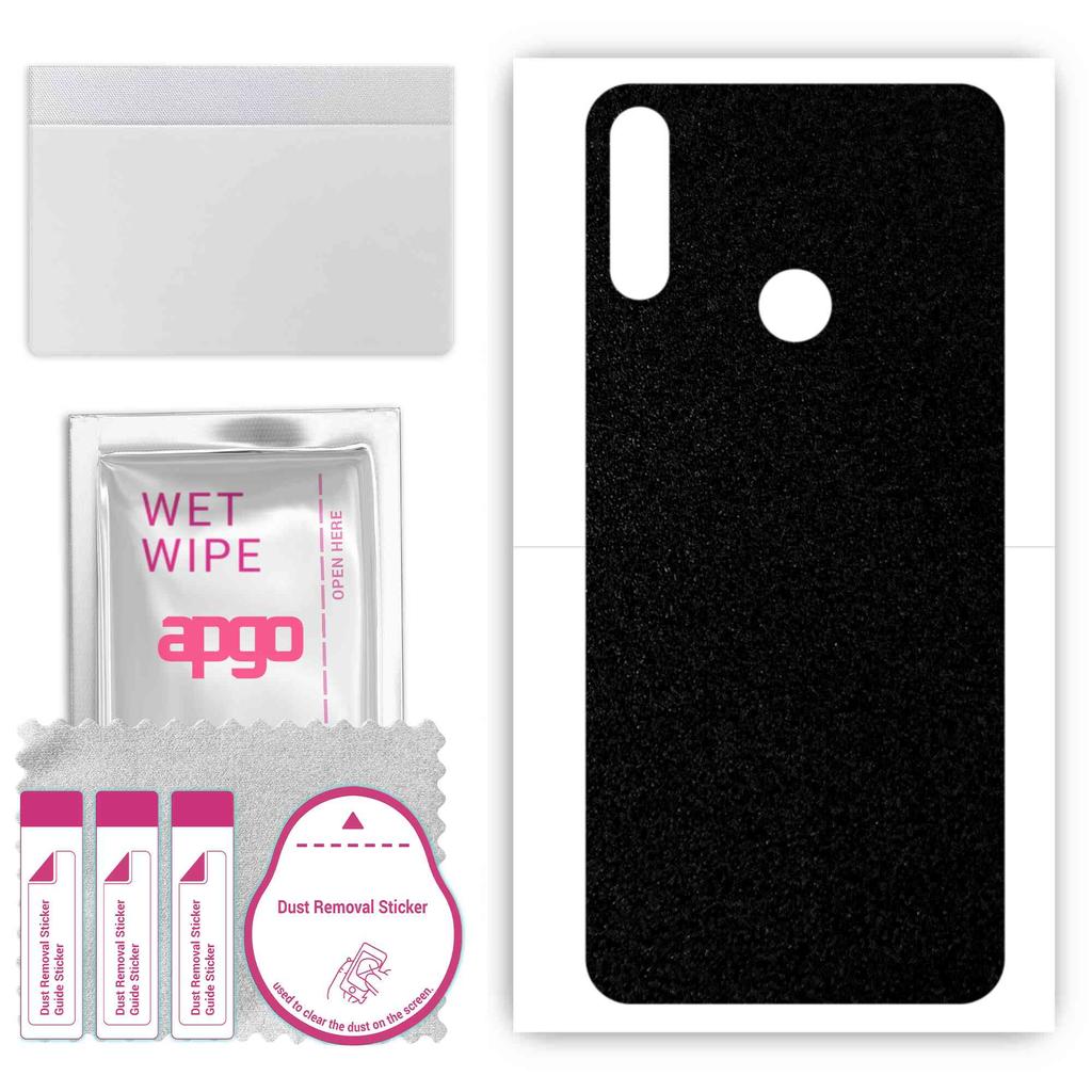 apgo Protective Skin Sticker for the Back Compatible with Huawei Enjoy 20e, Wrap Film, Foil, Vinyl - Pattern Matte Black