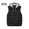 Men Waistcoat Hooded Drawstring Sleeveless Vest Coat with Pockets Zipper Closure Warm Comfortable Down Waistcoat