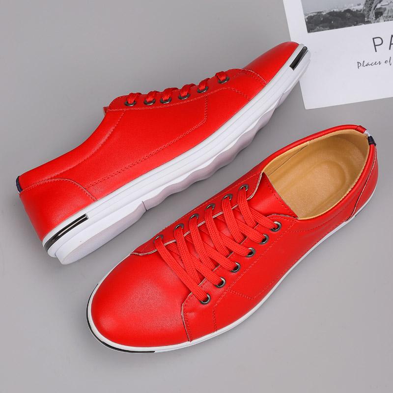 Мода 2025 Мужская удобная кожаная повседневная обувь Модная и легкая спортивная обувь На шнуровке С круглым носком Противоскользящая обувь для ходьбы