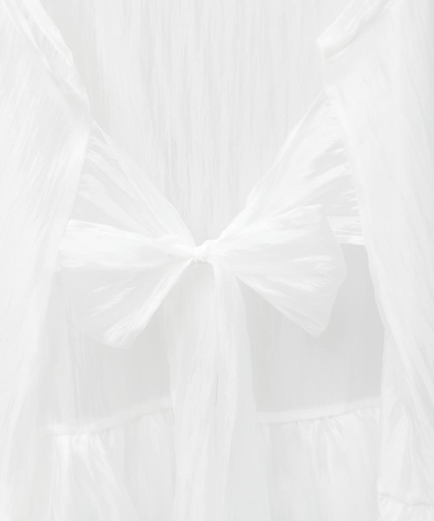 Rosiro Sheer Ribbon Balloon Dress White