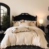 Retro Princess Cotton Lace Duvet Set - All-Season Bedding, 4-Piece
